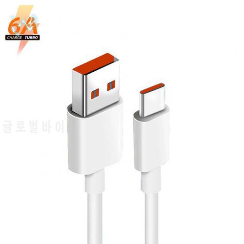 1PC 6A Super Fast Charging Data Cable 1M/1.5M/2M Type-C Charging Cable For Xiaomi 11 Redmi K40 Samsung Huawei Data Line
