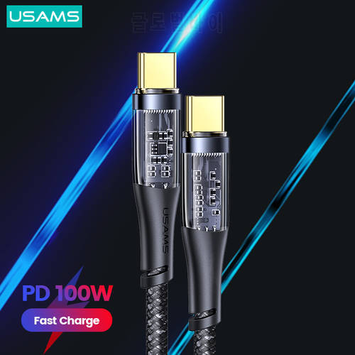 USAMS Icy PD 100W Fast Charge Cable 5A USB C Data Cable For Macbook Pro iPad Switch Huawei Xiaomi Samsung Phone Tablet Laptop