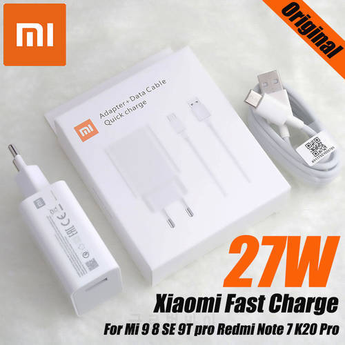 Original Xiaomi Charger 27W EU Fast Charge Adapter Type C Cable For Mi 9 8 SE 9T pro Redmi Note 7 K20 Pro