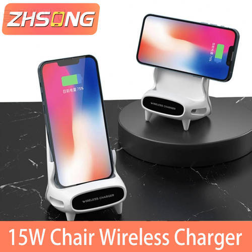 ZHSONG 15W Portable Chair Wireless Charger Desktop Mobile Phone Holder For IPhone 12 Huawei Samsung Fast Charge Phone Flat Stand