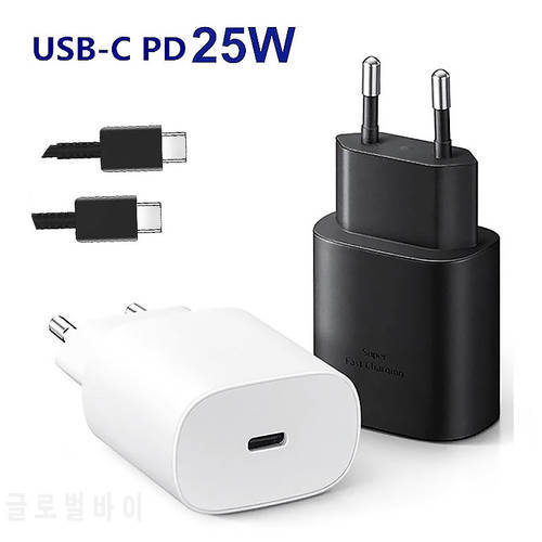Original Samsung Galaxy Note 10 25W Super Fast Charging Adapter PD Charger 100CM USB C To USB C Cable For S20 Ultra S20+ A71 A91