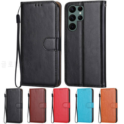 Luxury Leather Case for On Samsung Galaxy S22 Ultra SM-S908 6.8&39&39 Plain Wallet Flip Case for On Samsung S22 Ultra Fundas Cover