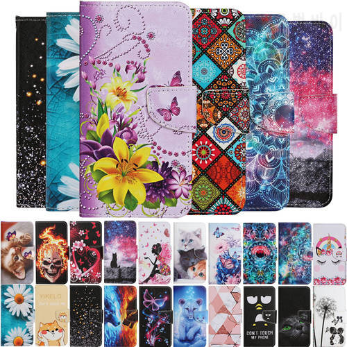 Painted Leather Case For VIVO Y17 Y12 Y15 Y11 2019 Y20 Y12S Y21 Y21S Y33S Flip Wallet Card Slot Holder Phone Book Cover Flower
