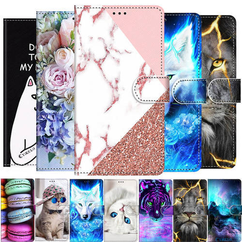 Leather Flip Phone Case For Samsung A6 A7 A8 A9 2018 A21S A51 A71 A01 A02 A50 Marble Painted Wallet Card Holder Stand Book Cover