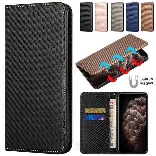 Luxury Carbon Fiber Phone Case For Samsung Galaxy A72 A52 A32 A42 A22 A12 A02 A03S 4G 5G Cover Wallet Card Slot Flip Leather