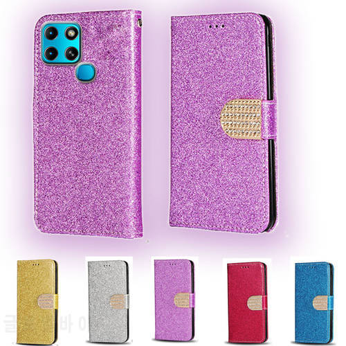 For Infinix Smart 6 NFC Plus Diamond Flip Leather Wallet Phone Case For Infinix Smart 6 HD Stand Function Phone cover card slot