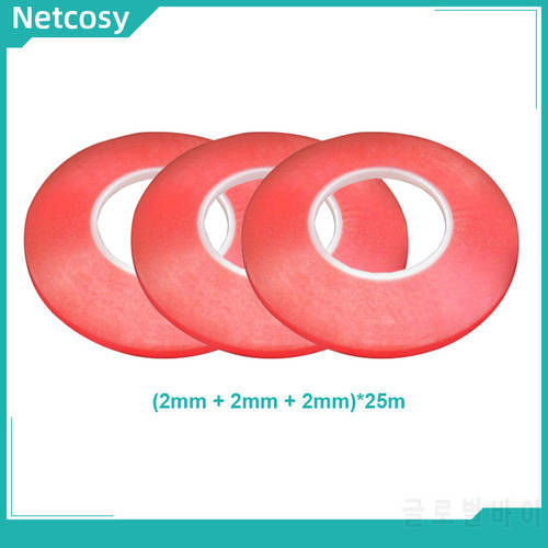Netcosy 3pcs 2mm Width Heat Resistant Double-Sided Transparent Clear Adhesive Sticker Tape For Smartphone Tablet Repair