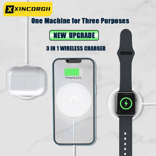 3 in 1 Wireless Chargers Stand For iPhone 13 12 Pro Max Mini Magnetic Charging Dock Station For Airpods Pro/Apple watch Charger