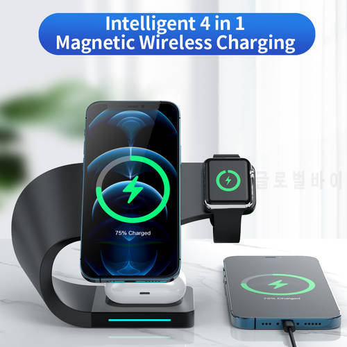 4 in 1 Magnetic Wireless Charger For iPhone 13 12 11 Pro MAX fast Charging Station for Apple Watch AirPods Pro iWatch 7 6 5 4 3