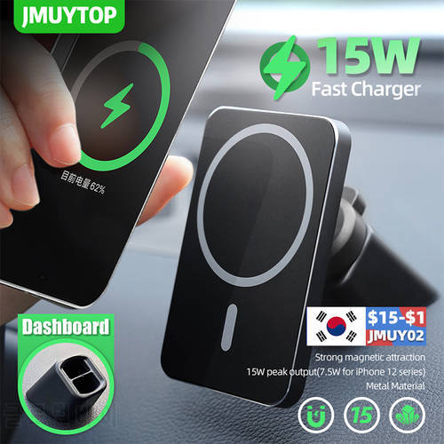 15W Car Magnetic Wireless Charger for iPhone 13 12 14 Pro Max Wireless Charging Car Charger Phone Holder Tesla HYUNDAI CITROEN