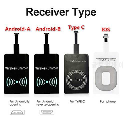 1pc Qi Wireless Charging Receiver Universal Fast Wireless Charger Adapter For Type C/Micro USB/iphone Phone Wireless Chargers
