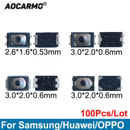 Aocarmo 100Pcs Power On/Off Inside Button Volume Switch On Flex Cable For Samsung For Huawei For OPPO For Xiaomi 3x2mm 2.6x1.6mm