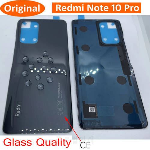 Original Battery Housing For Xiaomi Redmi Note 10 Pro Glass Lid Back Cover Redmi note10 pro max M2101K6I with Adhesive Tape