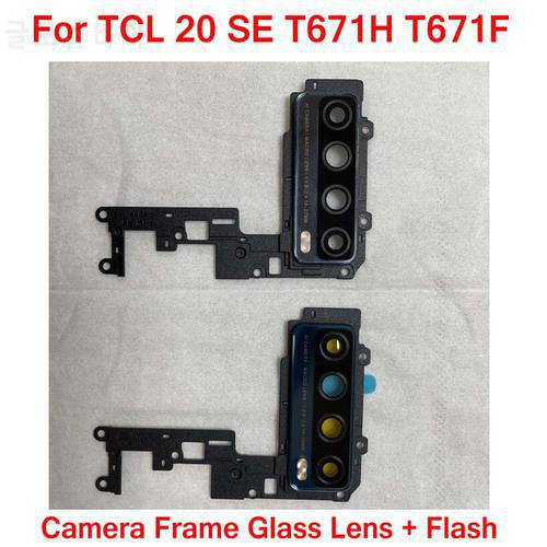 High Quality Middle Frame Case Cover with Rear Camera Glass Lens + Flash For TCL 20 SE T671 T671F T671H 20SE Flex Cable