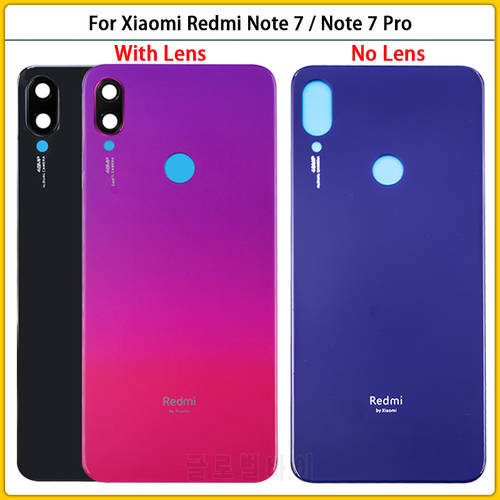 For Xiaomi Redmi Note7 / Note 7 Pro Battery Back Cover 3D Glass Panel Rear Door Glass Housing Case Adhesive+Camera Lens Replace