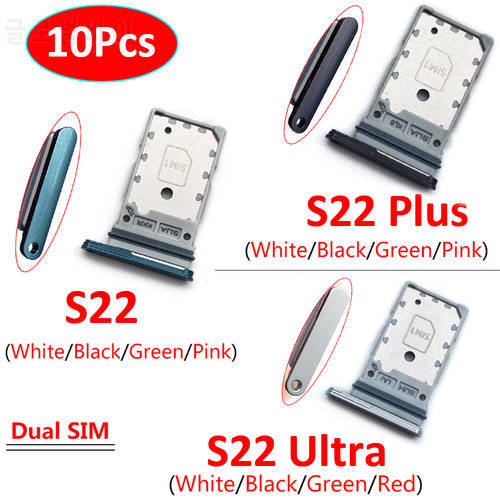 10Pcs/Lot，Original Sim Dual Card Micro SD Card Tray Socket Holder Slot Adapter Reader With Pin For Samsung Galaxy S22 Plus Ultra