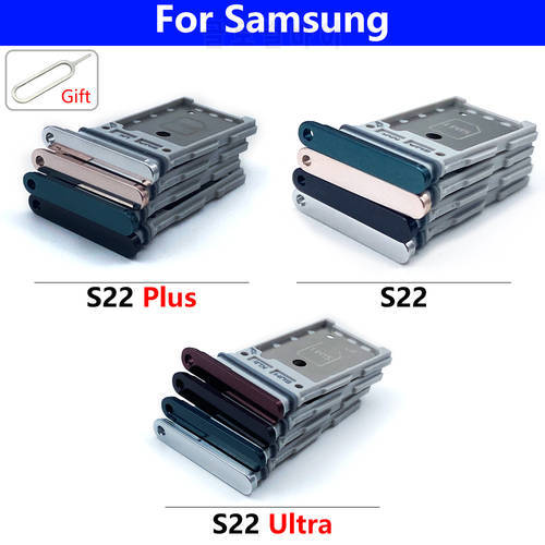 Original Micro Nano SIM Card Holder Tray chip Slot Holder Adapter Socket Dual Card For Samsung S22 Plus Ultra Mobile Phone + pin