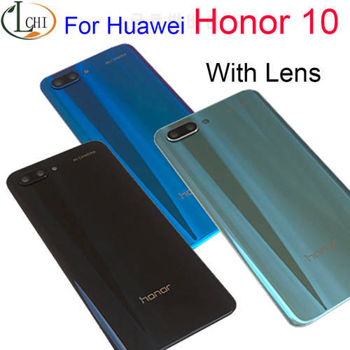 Back Glass For Huawei honor 10 Back Cover Housing with Rear Camera Lens For Honor 10 Battery Door Back Cover COL-L29 Replacement