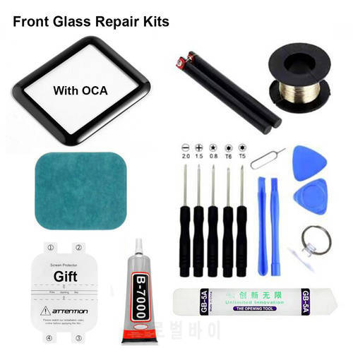 Screen Front Glass+OCA for Apple Watch S7 S2 S3 S4 S5 S6 SE 38mm 42mm 40mm 44mm 41mm 45mm glass Repair kit replacement+B7000