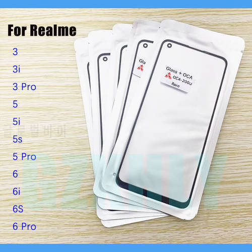 10pcs/lot Front GLASS + OCA LCD Outer Lens For OPPO Realme 3i 5i 5s 6i 6s 3 5 6 Pro Touch Screen Panel