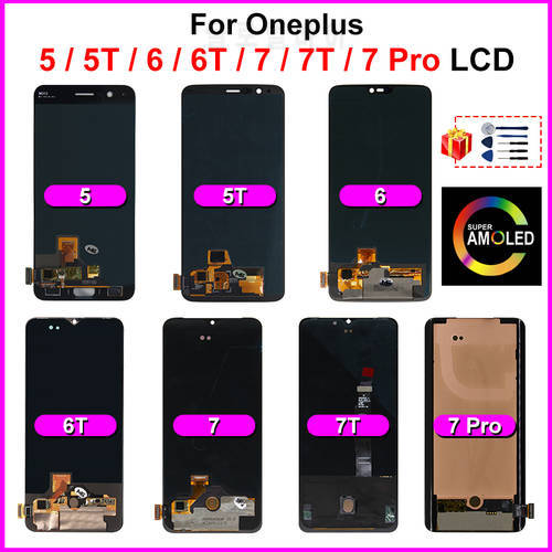 Original AMOLED For Oneplus 5 LCD 5T 6T 7 7T 7pro 7T pro 8Pro 9R 9Pro LCD Display Touch Screen Replacement For Oneplus 6 Display