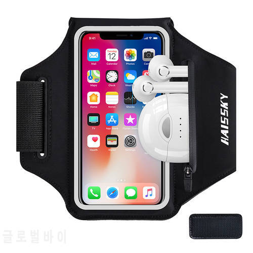 Haissky 7.0 Running Sport Armbands For iPhone 14 13 12 11 Pro Max Zipper Arm Band Bag Case For AirPods Pro 3 Samsung S22 Ultra