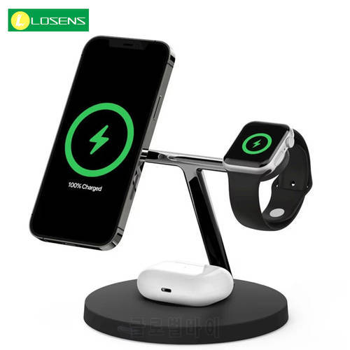 15W 3 in 1 Magnetic Fast Wireless Charger For iPhone 13 12 Pro Max Wireless Charging Dock Station For Apple iWatch 7 Airpod Pro