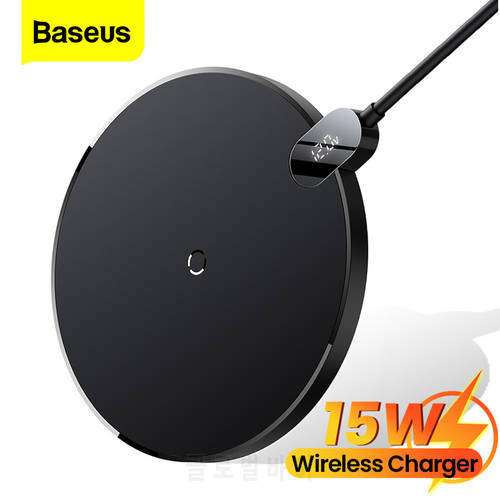 Baseus 15W Wireless Charger LED Digital Display Fast Wireless Induction Charging Pad For iPhone 13 12 Pro Max Samsung Xiaomi Mi
