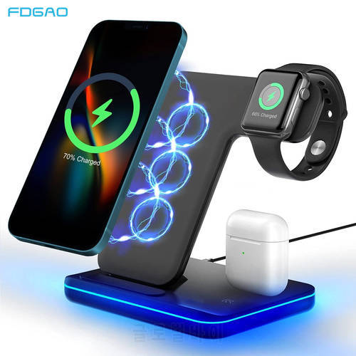 20W 3 in 1 Wireless Charger Stand Fast Charging Station For Apple Watch 8 7 6 5 iPhone 14 13 12 11 Pro X XS MAX XR 8 Airpods