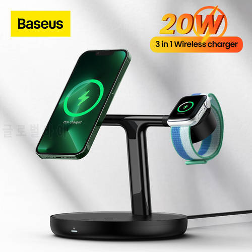 Baseus Swan 3 in 1 Magnetic Wireless Charger Stand 20W for iPhone 14/13 pro max Apple Watch 6 SE Airpods Pro 2 3 Charger Holder