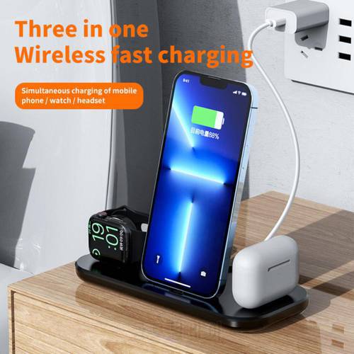 3 In 1 Wireless Charger Foldable For IPhone 12 13 Max 10W Magnetic Fast Charging Dock Stand For Apple Watch/Airpods Portable