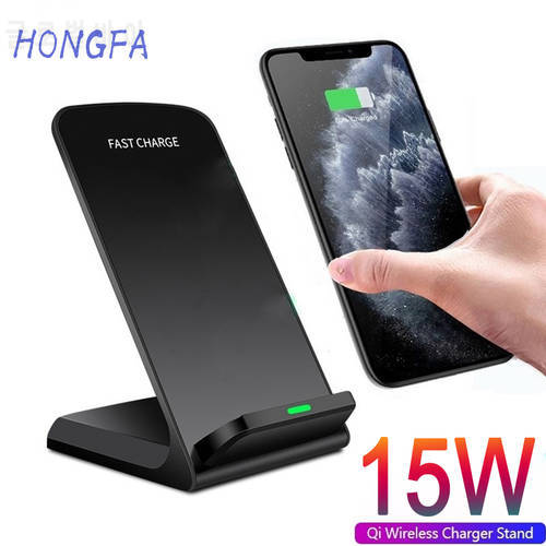 15W Qi Wireless Charger Stand For iPhone 12 11 XS XR X 8 Wireless Fast Charging Dock Station Phone Charger For Samsung Huawei