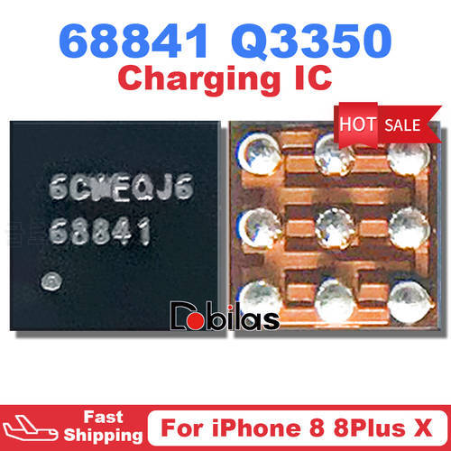 10Pcs 68841 Q3350 For iPhone 8 8Plus X USB Charger Charging IC 9Pins CSD68841W Integrated Circuits Replacement Parts Chipset