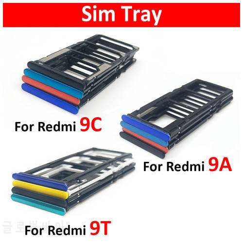 Original New For Xiaomi Redmi 9 9A 9C 9T SIM Card Tray Slot Holder Adapter Accessories Black Blue Green Yello Orange