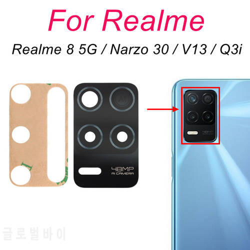 Rear Back Camera Glass Lens For Realme 8 5G Narzo 30 V13 Q3i 5G Camera Glass Cover With Frame Holder Replacement Parts+Adhesive