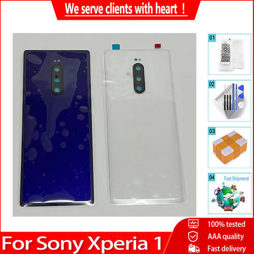 Original For Sony Xperia 1 Back Battery Cover Glass Housing Rear Door Case With Lens Replacement Parts