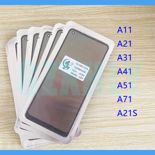 10Pcs 3 in 1 LCD Screen Front Glass + OCA + Polarizer For Samsung Galaxy A21 A11 A31 A41 A51 A71 A21s Touch Glass Panel