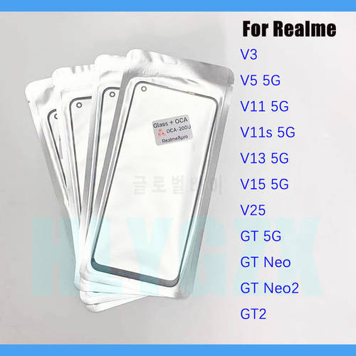 10pcs TOP QC For Realme V3 V25 V5 V11 V11s V13 V15 GT 5G Neo Neo2 GT2 LCD Front Touch Screen Lens Outer Glass With OCA Panel