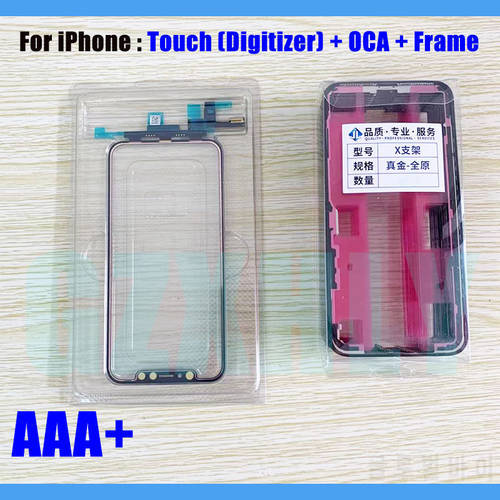 5Pcs/Lot Original Touch Screen Glass + OCA Glue + Front Frame For Apple iPhone X XS XR 11 Pro MAX 12 Outer LCD Digitizer Panel