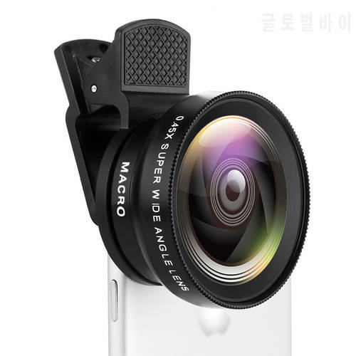 New Mobile phone lens 0.45x distortion-free wide-angle +12.5x macro two-in-one external lens 52mm (for iPhone Android phones)