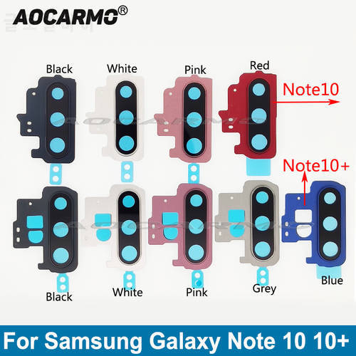 Aocarmo Rear Back Camera Lens Glass Ring Cover With Frame Adhesive For Samsung Galaxy Note 10 Plus 10+ Note10 Replacement Parts
