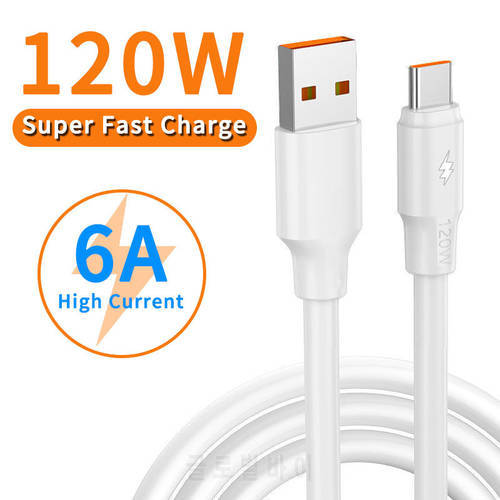 6A 120W Super Fast Charging Cable Mobile Phone Type C 6mm Thick Wire Cord For Huawei P50 P40 P30 P20 Mate 50 40 30 20 Nova 10 9