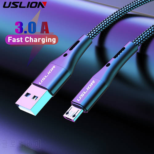 USLION 3A Micro USB Cable Fast Charging Data Cable For Samsung Android Xiaomi Redmi Note 5 Microusb Type-C Charger For iPhone