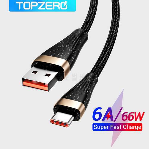 66W 6A USB Type C Cable For Huawei P30 P40 Pro Xiaomi MacBook Samsung S20 S21 Phone Fast Charging Wire USB-C Charger Data Cord