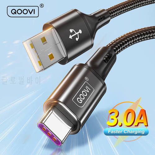QOOVI 3A USB Type C Cable Fast Charging Cable For Xiaomi Mi11 Samsung S21 A71 Huawei Quick Charge Wire Cord For iPhone 13 12 Pro