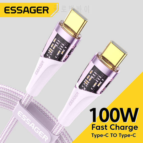 Essager PD100W USB Type C TO USB Type C Cable Cord Mobile Phones Fast Charging For Xiaomi POCO3 iPad Samsung Huawei MacBook iPad