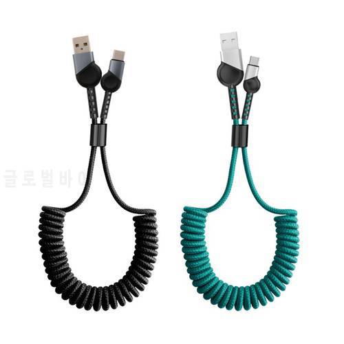 2A Fast Charging Spring Cable Type C USB Data Line Cellphone Stretchy Charger New Dropship