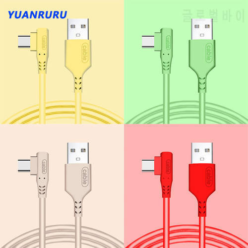 USB Wire Elbow Cable Type C Charger USB Cord Mobile Phone 3A Fast Data Charging Liquid Silicone Cable For Huawei Samsung xiaomi