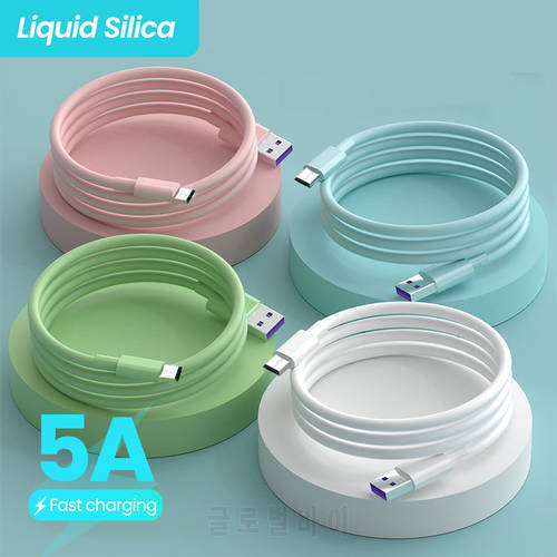 5A Liquid Silicone Super Fast Charge Cable Micro USB Type C Cable for Samsung Huawei Xiaomi Charging Wire Data Cable 1/1.5/2M