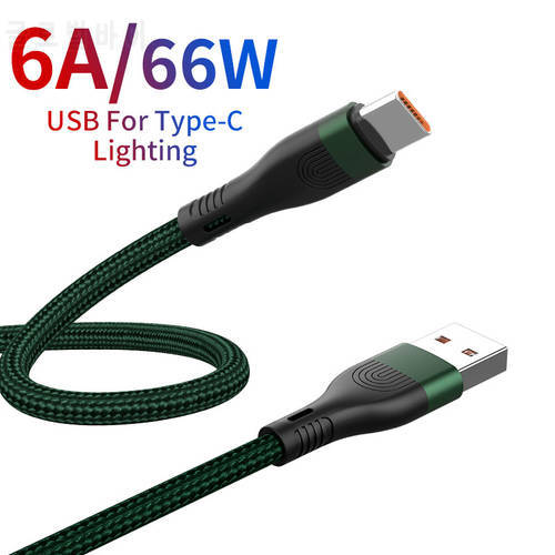 USB Type C Cable 6A 66W SCP For Huawei Mate 40 Pro 5A Fast Charging USB C Charger Cable Data Cord for Xiaomi Samsung OPPO 1/2M